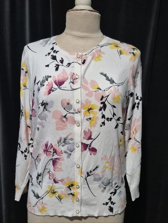 White House Black Market Sweaters - White House Black Market Floral Crewneck Cardigan (Box C)